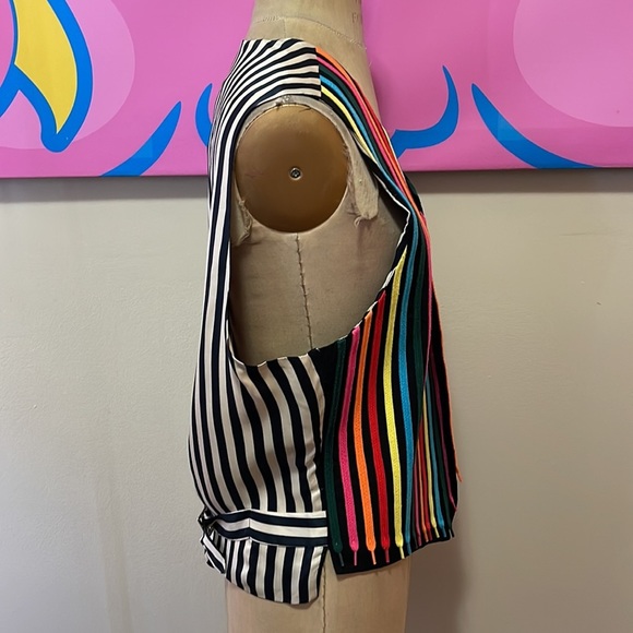 Moschino Cheap Chic Men's Rainbow Striped Shoe String Vest - Picture 6 of 14